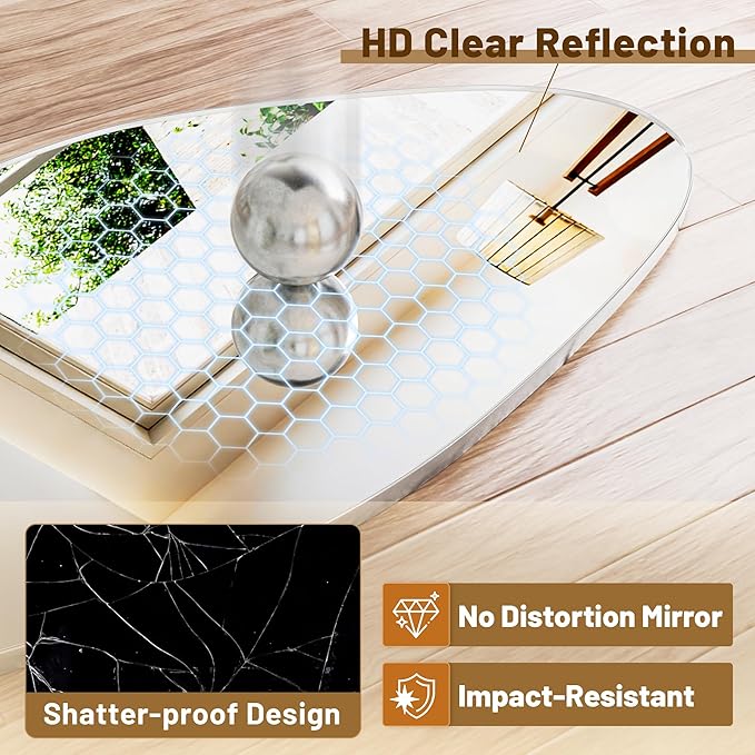 Antok Full Length Mirror, 68"x26" Floor Mirror with Stand, Standing Hanging Leaning Irregular Mirrors for Bedroom Living Room Entryway, Wavy Shaped, Silvery