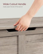 VASAGLE Storage Chest, Storage Bench with 2 Safety Hinges, Farmhouse Style, 15.7 x 39.4 x 18.1 Inches, for Entryway, Bedroom, Living Room, Heather Greige ULSB061K02