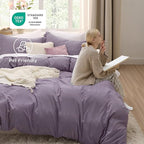 Bedsure Grayish Purple Duvet Cover Twin/Twin XL Size - 2 Pieces Prewashed Polyester Extra Soft Bedding Set, Includes 1 Twin Duvet Cover 68x90 Inches with Zipper Closure & 1 Pillow Sham, No Comforter