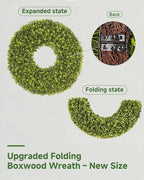 DDHS 24''Boxwood Wreaths for Front Door，Artificial Spring Wreaths for Farmhouse Wedding Green Year Round Indoor Outdoor for Fall Summer Christmas Wreath Home Decorations-Green