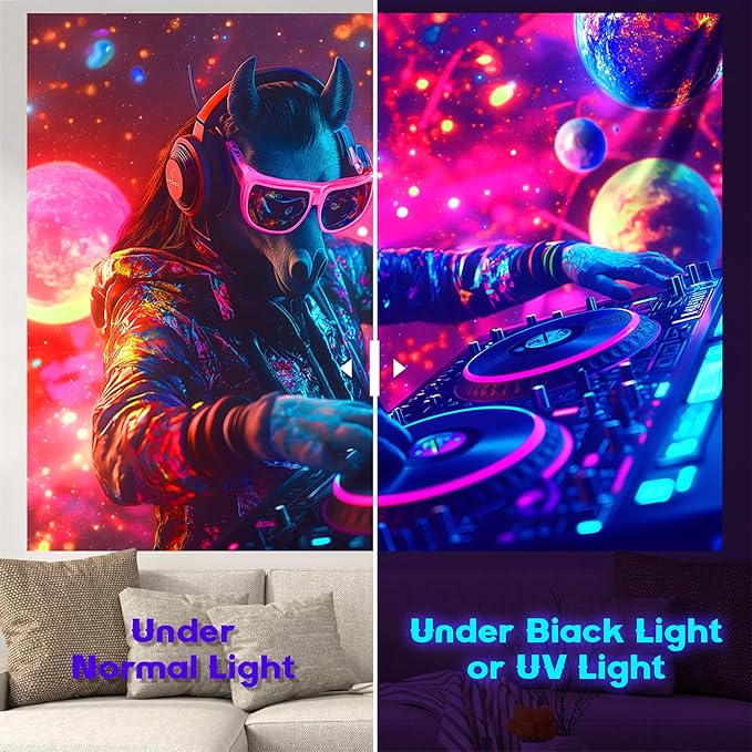 NYZE Horse Tapestry for Bedroom, Music Wall Tapestry, Party Decor Glow in the Dark Room Decor Tapestries, Cool Galaxy Planet Wall Hanging, Wall Hanging for Room Dorm 79in×59in