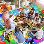 ABC Kids Rug for Playroom 78.7×59 in Noah's Ark Animals Rug Baby Play Mat Alphabet Playmat Shape Color Classroom Carpet Kids Playroom Early Learning Carpet for Preschool Toddlers Tummy Time