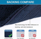 H.VERSAILTEX Navy Blue Bathroom Rugs 2 Piece, Bath Mat Set Slip-Resistant Extra Absorbent Soft and Fluffy Striped Chenille Bath Rugs, Floor Mats Dry Fast Machine Washable (20" x 32"/17" x 24")