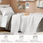Comfort Spaces Twin Quilt Set Modern Reversible Ogee Coverlet Twin Bedding Set Cozy Quilted Winter Layer, All Season Lightweight Soft Twin Size Quilt, Kienna, Twin/Twin XL White Ogee 2 Piece