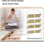 4NM No Assembly Extra Wide Folding Bookshelf for Living Room, 4 Tiers Collapsible Book Shelves Open Industrial Foldable Bookcase Storage Shelf for Home Office - Cloud Oak