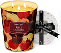 HomeLights Scented Candles | Large Jar 34 Oz Natural Soy Candle | 130 hrs Long-Lasting with 3 Wicks | Eclectic Mixed Styles Home Decor | Gifts for Mom & Women, Apple Orchard
