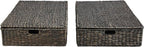 happimess BSK2015C-SET2 Holden 30" Classic Costal Hand-Woven Hyacinth Wicker Under Bed Storage Basket with for Storage and Decoration in Bathroom, Bedroom, Closet, Entryway, Black (Set of 2)