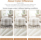 ONEVOG 21" Cream White Modern Ottoman, Square Fuzzy Couch Sherpa Pouf Ottoman, Tufted Fluffy Boucle Fabric Foot Stools, Upholsered Footrest & Coffee Table for Living Room Bedroom, Cute Pouf Home Decor