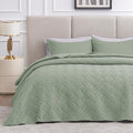 Love's cabin Quilts for Queen Bed Sage Bedspreads Bedding Set - Summer Lightweight Bedspread Comforter - Wave Pattern Bedding Coverlet for All Season - 3 Pieces (1 Quilt, 2 Pillow Shams)