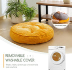 Washable Floor Pillow Cushion for Adults, Meditation Cushion Pillow, Large Round Floor Sitting, Removable Tufted Corduroy Cover, for Tatami Living Room or Yoga, 22x22 Inch, 2Pack, Machine Washable