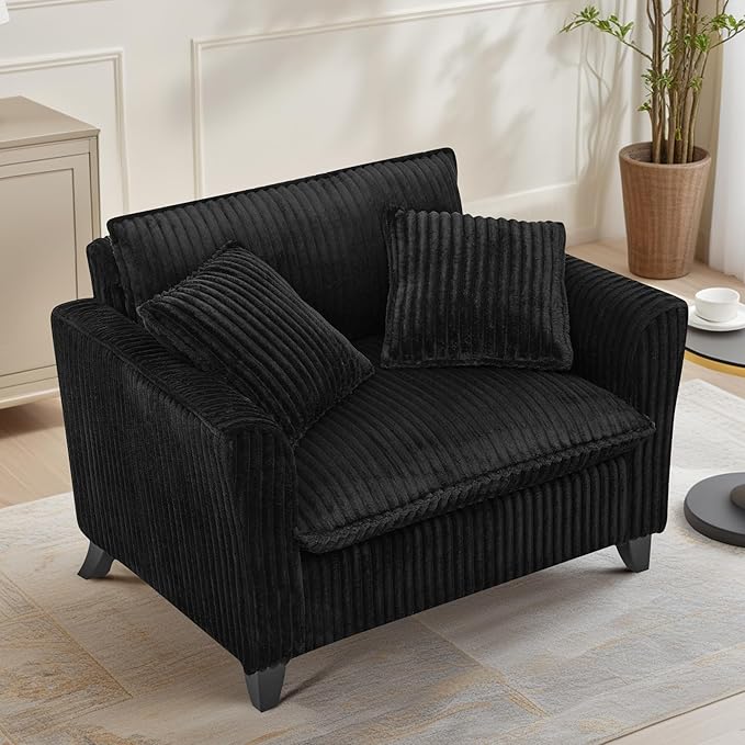ERYE Living Room Accent Chair, Modern Corduroy Upholstered Chair Wider Seat Cushion Leisure Armchair W/2 Pillows and Removable Cover for Home Apartment,Bedroom,Office