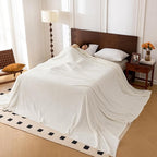 Oversized King Fleece Blanket 120x120 Inches, Seamless Soft Cozy 3D Jacquard Flannel Blanket 10'x10' Extra Large for Bed, Sofa, Couch, Travel & Camping, California King Throw,Ivory Leaf