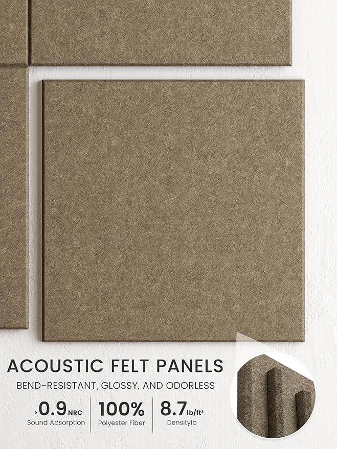 Bumusty Large Cork Board 48" x 36" Alternative - 12 Pack Felt Wall Tiles with 70 Safe Removable Adhesive Tabs, 30 Pushpins, Cork Boards for Walls Pin Board Bulletin Board Office Decor (Earth Brown)