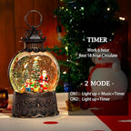 Christmas Snow Globe Lantern,Christmas Lantern with 8 Christmas Theme Music,Christma Snow Globe Gifts Water Glittering Swirling Christma Home Decoration