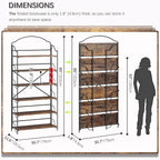 4NM No Assembly Extra Wide Folding Bookshelf for Living Room, 6 Tiers Collapsible Book Shelves Open Industrial Foldable Bookcase Storage Shelf for Home Office - Rustic Brown Black