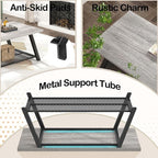 FOLUBAN Industrial Coffee Table, Rustic Wood and Metal Center Table with Storage, Modern Rectangle Cocktail Tea Table for Living Room Office, Light Grey, 47 Inch