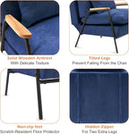 MCombo Accent Recliner Chair with Ottoman, Modern Fabric Armchair, Upholstered Sofa Bed for Living Room Bedroom, Small Space 4055 (Black Frame, Blue)