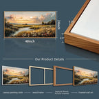 FUHAIHUA Large Wood Framed Wall Decor For Living Room Canvas Wall Art For Office Modern Wall Decorations For Bedroom Sunset Landscape Painting Farmhouse Pictures Artwork Room Home Decor 24x48 In
