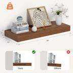 Heimlove 24 x 12 Inch Deep Floating Shelves Wall Mounted with Invisible Brackets,Storage Hanging Shelf for Wall Decor in Bathroom, Bedroom, Toilet, Kitchen, Living Room, Office Set of 1 (Walnut)