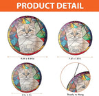 Lovely POD Personalized Cat Stained Glass Suncatcher, Memorial Keepsake Remembrance Gift for Fur Lovers, Custom Name Pet Photo Ornament Window Hanging, Home Decor, Sympathy Gift for Loss of Cat