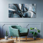 Abstract Canvas Wall Art Black And White Graffiti Lines Simple Art Modern Abstract Artwork Canvas Prints Canvas Picture Contemporary Wall Art Bedroom Living Room Office Decoration Framed 24x48 Inch
