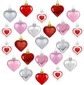 24PCS Heart Ornaments, 7 Kinds Valentine Ornaments for Tree, Valentine Tree Decorations in 4 Colors, Glitter Heart Shaped Baubles for Valentines Hanging Decorations Christmas Indoor Decor