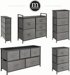 mDesign Narrow Dresser Storage Tower Stand with 4 Removable Fabric Drawers - Steel Frame, Wood Top Organizer for Bedroom, Entryway, Closet - Lido Collection - Charcoal Gray