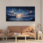Canvas Wall Art Decor Modern Wall Art Pictures for Living Room Landscape Coastal Wall Art Artwork for Walls Star Night Blue Wall Decor Art Prints Art Work for Home Office Room Wall Decor 20" x 40"