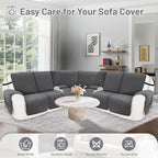Recliner Sofa Covers 100% Waterproof Velvet L Shape Recliner Couch Covers for Dogs Pets Washable Anti Slip Recliner Slipcovers with Pockets (5 Seat Sofa with 2 Console, Dark Gray)
