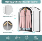 40” Garment Bags for Hanging Clothes 4” Gusseted - with Clear Window, Breathable Fabric, Metal Zipper, Suit Coat Dress Protector for Clothes Closet storage, Season Off, Moving, 5 Pack