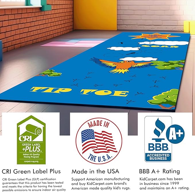KIDCARPET.COM Sensory Path Rug Bird, Educational Classroom Rug, Kids Learning Play Mat | Area Rug for Bedroom or Playroom