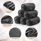 Tinideya 6 Pcs Flannel Fleece Throw Blanket Bulk 50 x 60 Inch Soft Fleece Blanket Warm Throw Blanket Coral Blankets for Couch Sofa Home Wedding Gifts Season (Dark Gray)