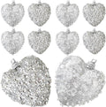 Silver Valentine's Day Heart Tree Ornaments 10Pcs Glitter Sequin Heart Shaped Baubles Decoration Valentines Pearl Foam Hanging Decor(2.36in)