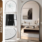Antok Full Length Mirror, 81"x41" Oversized Floor Mirror Freestanding, Full Body Floor Standing Mirror with Stand, Hanging Mounted for Living Room Cloakroom,Black,Arched Style