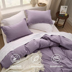 Bedsure Grayish Purple Duvet Cover Twin/Twin XL Size - 2 Pieces Prewashed Polyester Extra Soft Bedding Set, Includes 1 Twin Duvet Cover 68x90 Inches with Zipper Closure & 1 Pillow Sham, No Comforter