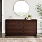 Prepac Sonoma 6-Drawer Double Dresser for Bedroom, Wide Chest of Drawers, Traditional Bedroom Furniture, 59" wide x 17.5" deep x 29" tall, Espresso