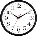 Bernhard Products Black Wall Clock Silent Non Ticking 12 Inch Quality Quartz Battery Operated Round Easy to Read Home/Office/Kitchen/Classroom/School Clocks