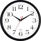 Bernhard Products Black Wall Clocks 2 Pack Silent Non Ticking - 12 Inch Quality Quartz Battery Operated Round Easy to Read Home/Office/Classroom/Business/Kitchen/School Clock