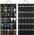 AROUY Sunglasses Organizer Storage, Hanging Wall Pocket Glasses Organizer - 25 Felt Slots Sunglass Organizer Holder Eyeglass Display with Sturdy Rope (Black, Large)