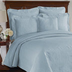 King Charles Modern Farmhouse Floral Matelasse Coverlet, King, Blue