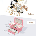 Dajasan Jewelry Box for Girls Women, PU Leather Jewelry Organizer Box, 3 Layers Jewelry Gift Box for Christmas, Valentine's Day, Birthday, Mother's Day (Pink)