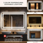 28x20 LED Bathroom Mirror with Lights – Anti-Fog, Dimmable, Backlit & Front Lit Lighted Vanity Mirror for Wall – Smart Bathroom Mirror with Memory Function, Shatterproof Tempered Glass