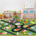 6'7"x9'10" Kids Rug Car Rugs for Kids Toy Cars Play Mat with Rubber Backing City Life Road Rug for Cars Fun City Map for Carpet for Bedroom Boys (RED-Rug)