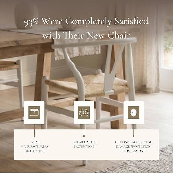 Poly & BARK Weave Dining Chairs – Mid-Century Modern Wishbone Dining Chairs with Arms, Solid Wood Frame, Indoor Use – White – Set of 2 - Ideal for Dining Room, Kitchen or Stylish Accent Setting