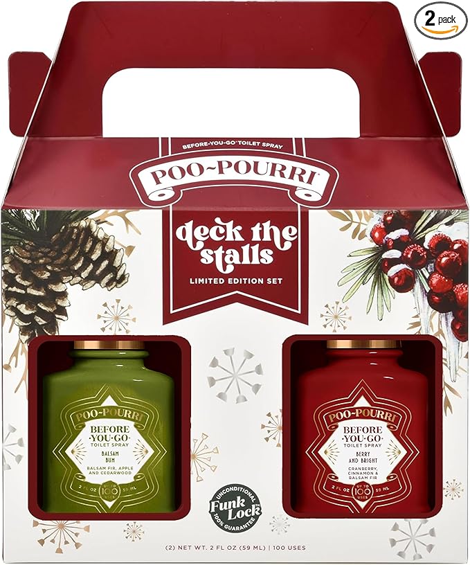 Poo-Pourri Before-You-Go Toilet Spray Gift Set, Berry and Bright and Balsam Bum 2 Ounce Bottles in Gift Box