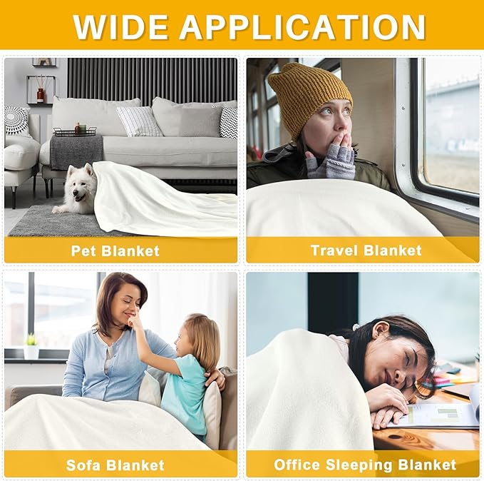 Newwiee 24 Pcs Fleece Throw Blankets Bulk 50'' x 60'' Oeko-tex Standard 100 Certified Spring Outdoor Wedding Guest Blankets Lightweight for Sleepover Donation Lap Pet Sofa Home (White)