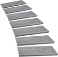 PURE ERA Bullnose Carpet Stair Treads Set Tape Free Non-Slip Indoor Stair Protectors Pet Friendly Rugs Covers Soft Skid Resistant Washable Reusable 9.5" x 30"(7 Pieces,Gray)