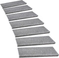 PURE ERA Bullnose Carpet Stair Treads Set Tape Free Non-Slip Indoor Stair Protectors Pet Friendly Rugs Covers Soft Skid Resistant Washable Reusable 9.5" x 30"(14 Pieces,Gray)