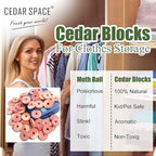 Cedar Space Cedar Blocks for Clothes Storage 100% Natural Aromatic Red Cedar Rings 72Pcs Protection for Wardrobes Closets and Drawers