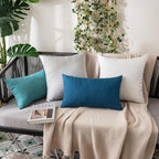 MIULEE Pack of 2 Decorative Outdoor Solid Waterproof Throw Pillow Covers Christmas Faux Linen Garden Farmhouse Cushion Cases for Patio Tent Balcony Couch Sofa 16x16 Inch White